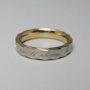 Vintage I will Always Be With You Engrave Silver Tone Gold Tone Size 6.5 Band